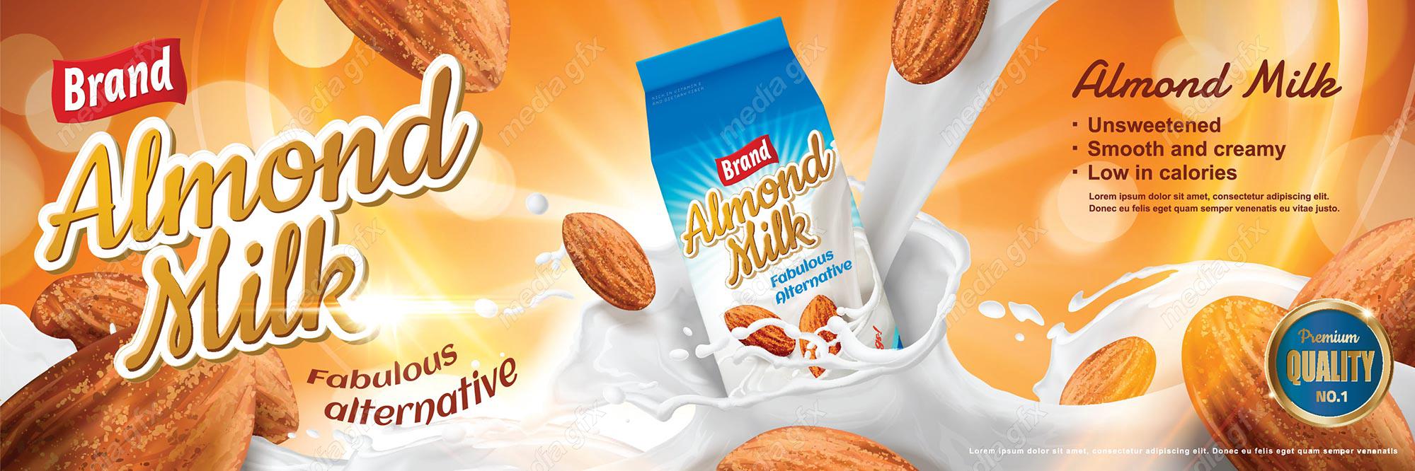 وکتور طرح پوستر و بیلبورد شیر بادام  MV003987