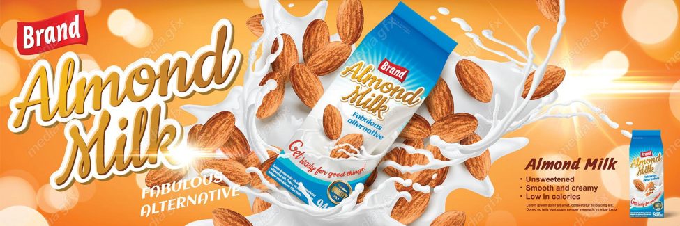 وکتور طرح پوستر و بیلبورد شیر بادام  MV003988