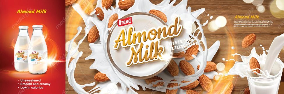 وکتور طرح پوستر و بیلبورد شیر بادام  MV003989