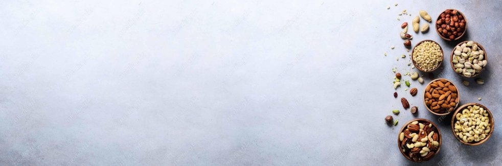 عکس با کیفیت پس زمینه انواع آجیل مغز در ظرف های متنوع  MJ004183