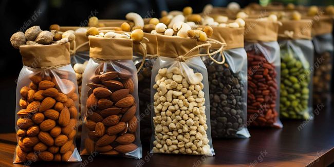 عکس با کیفیت آجیل مغز و خشکبار بسته بندی شیک MJ004201