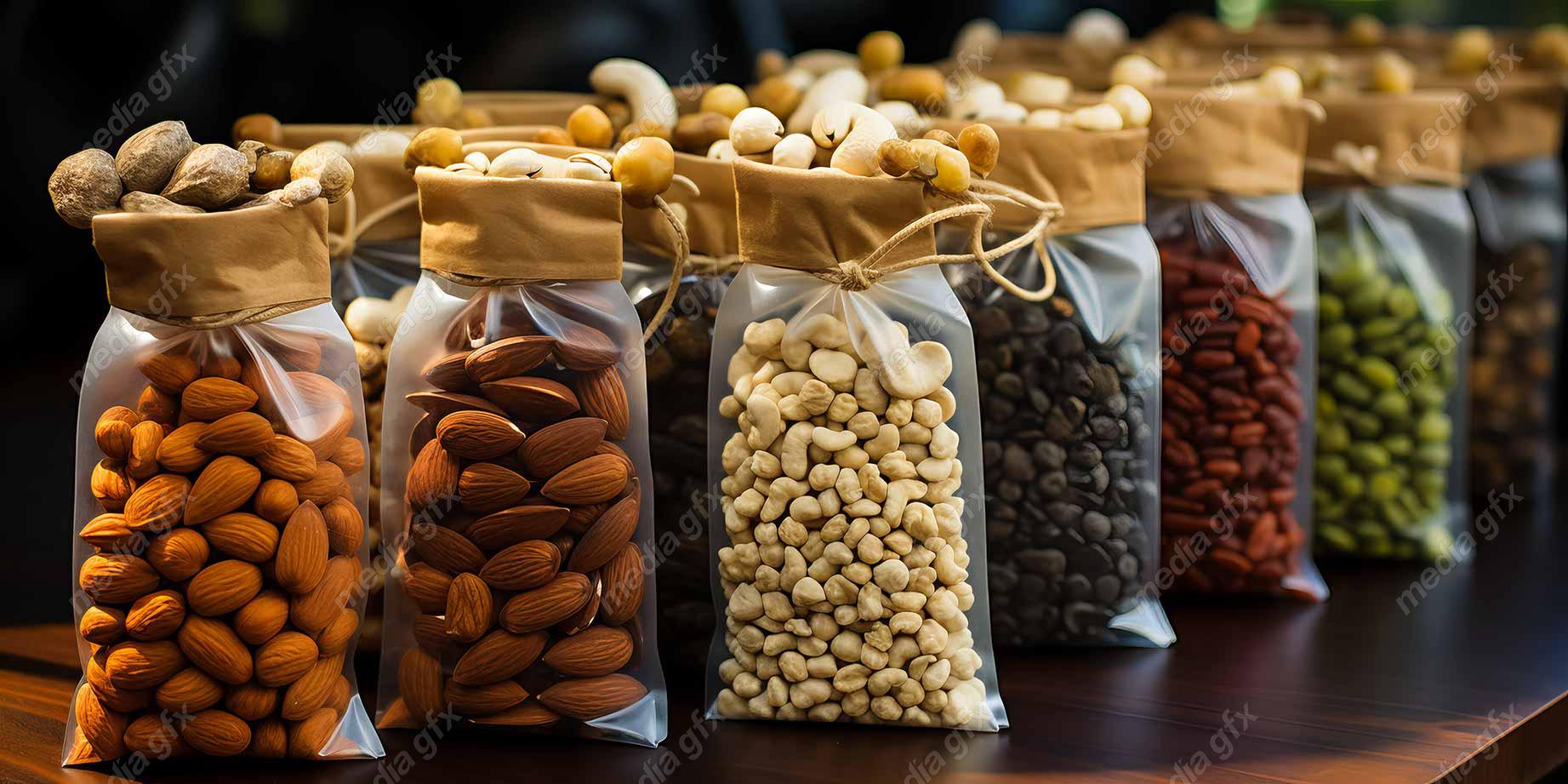 عکس با کیفیت آجیل مغز و خشکبار بسته بندی شیک MJ004201