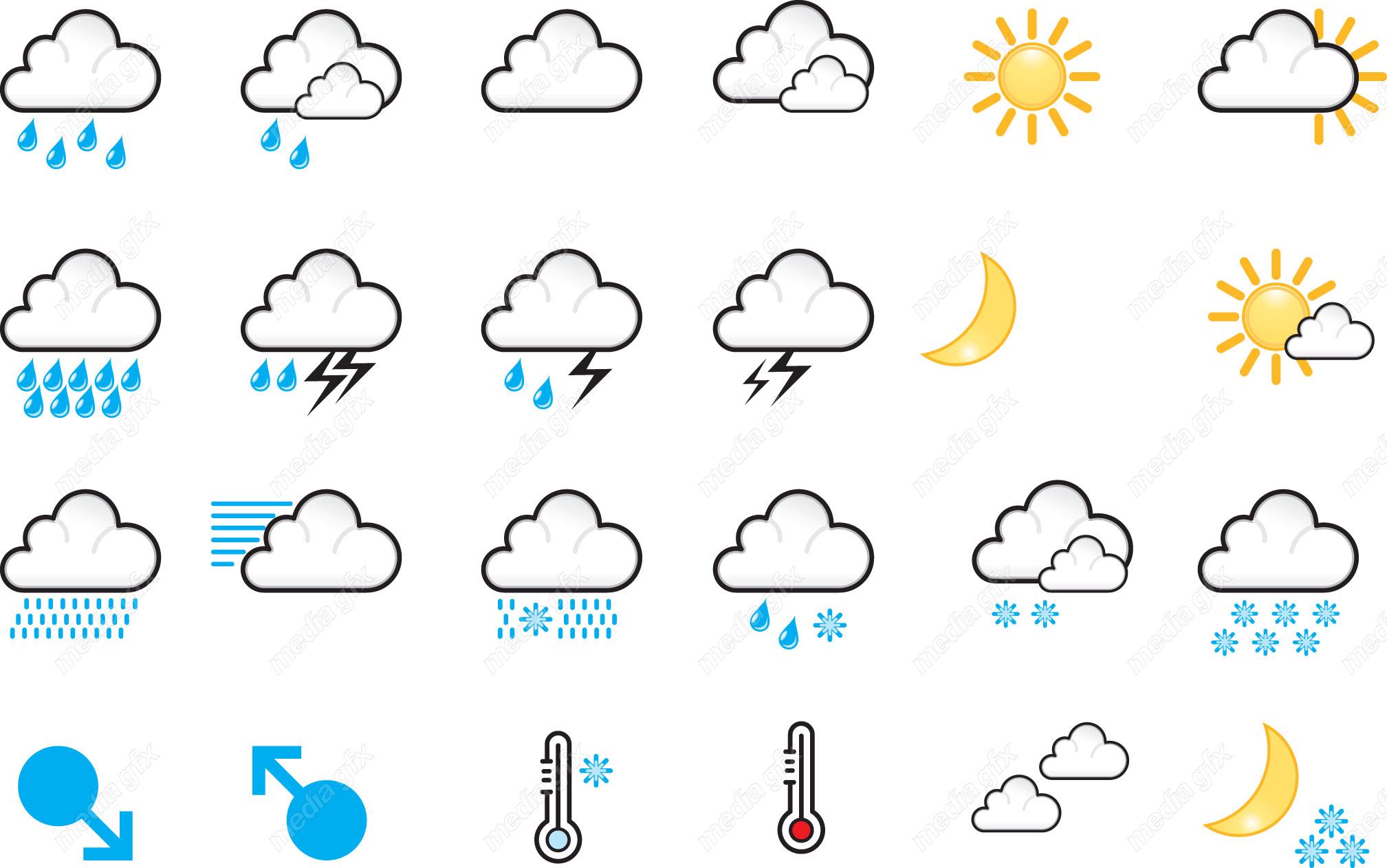 وکتور آیکن و نماد های آب و هوا MV004288