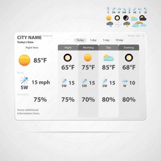 وکتور آیکن و نماد های آب و هوا MV004294