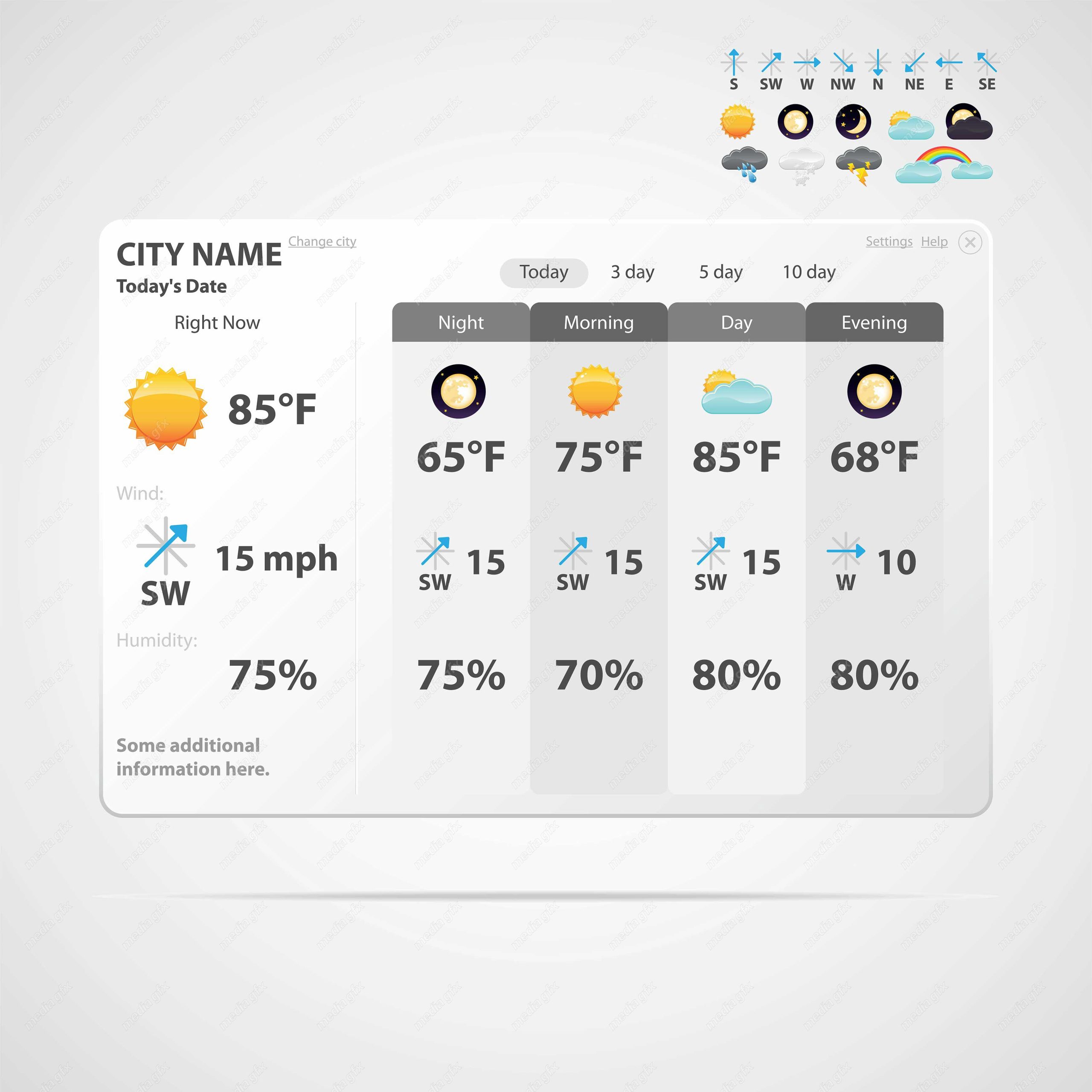 وکتور آیکن و نماد های آب و هوا MV004294