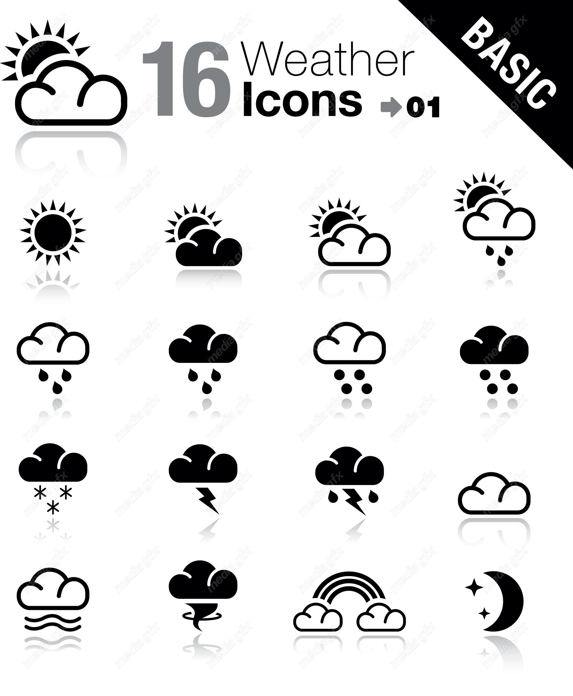 وکتور آیکن و نماد های آب و هوا MV004296