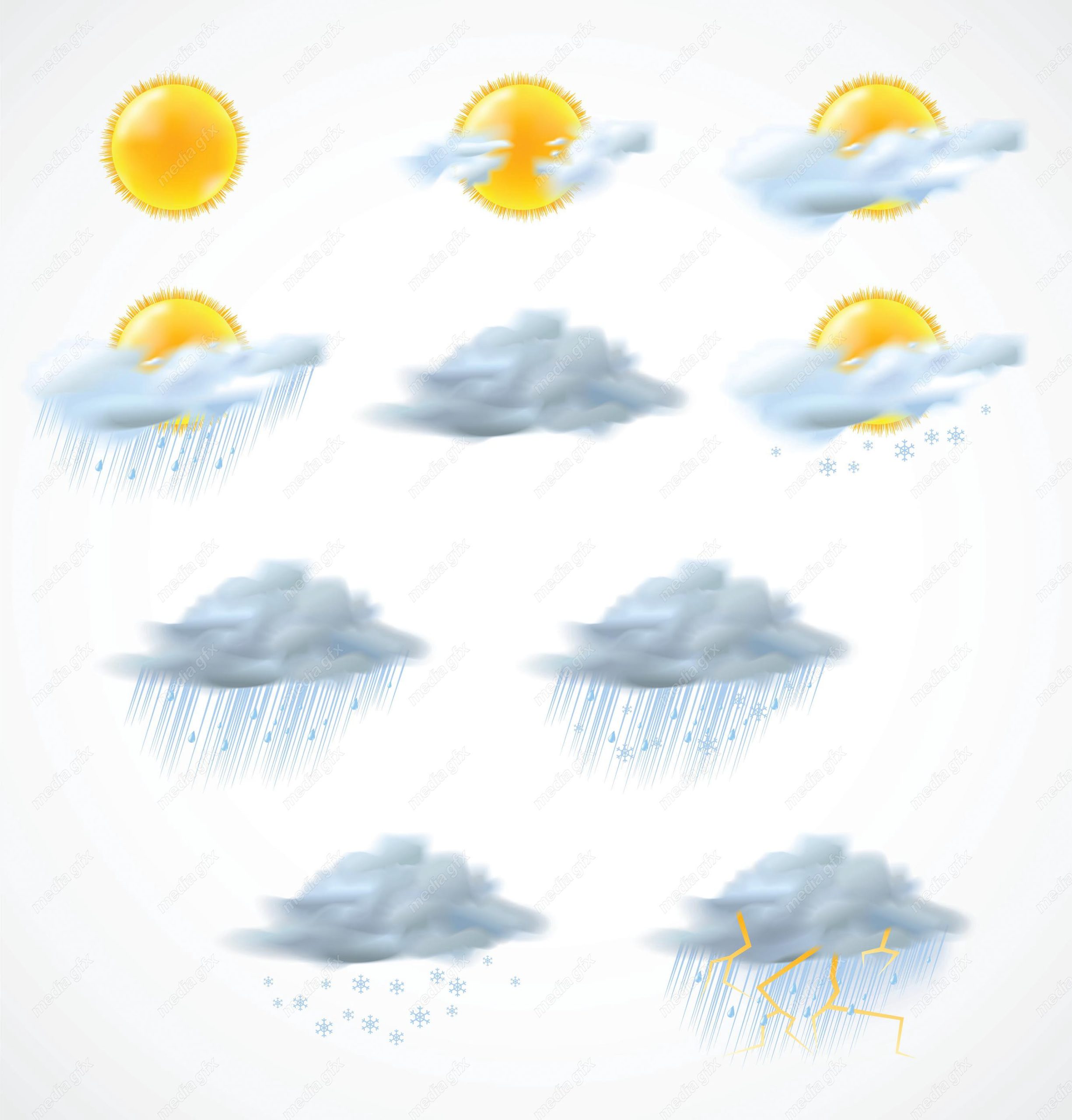 وکتور آیکن و نماد های آب و هوا MV004297