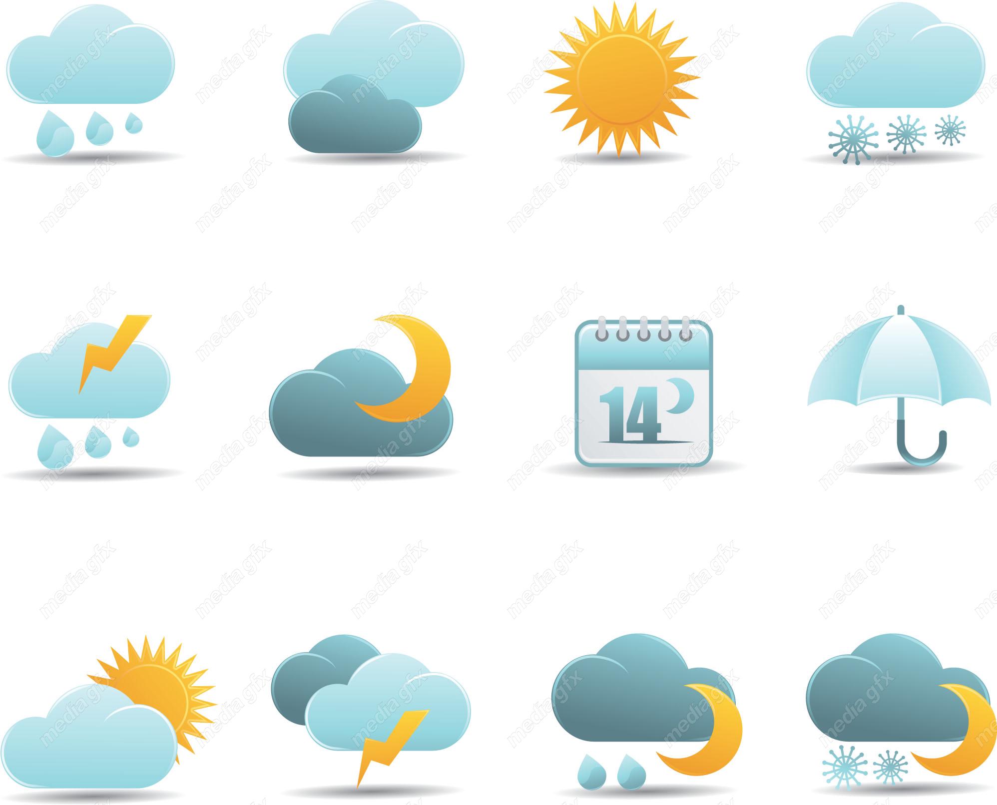 وکتور آیکن و نماد های آب و هوا MV004298