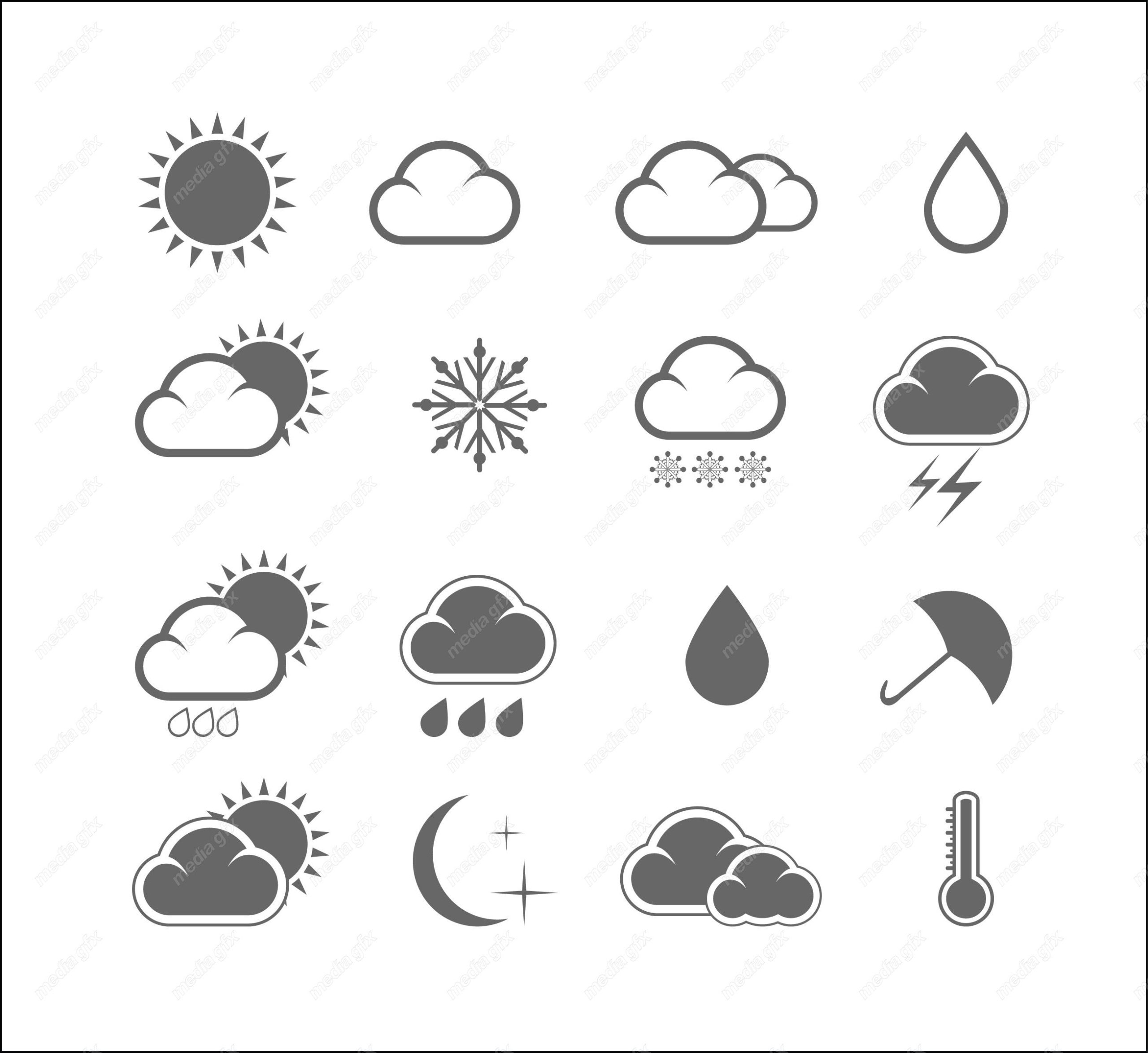 وکتور آیکن و نماد های آب و هوا MV004304