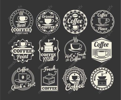 وکتور طرح لوگوی کافی شاپ و فنجان قهوه و چای MV004375