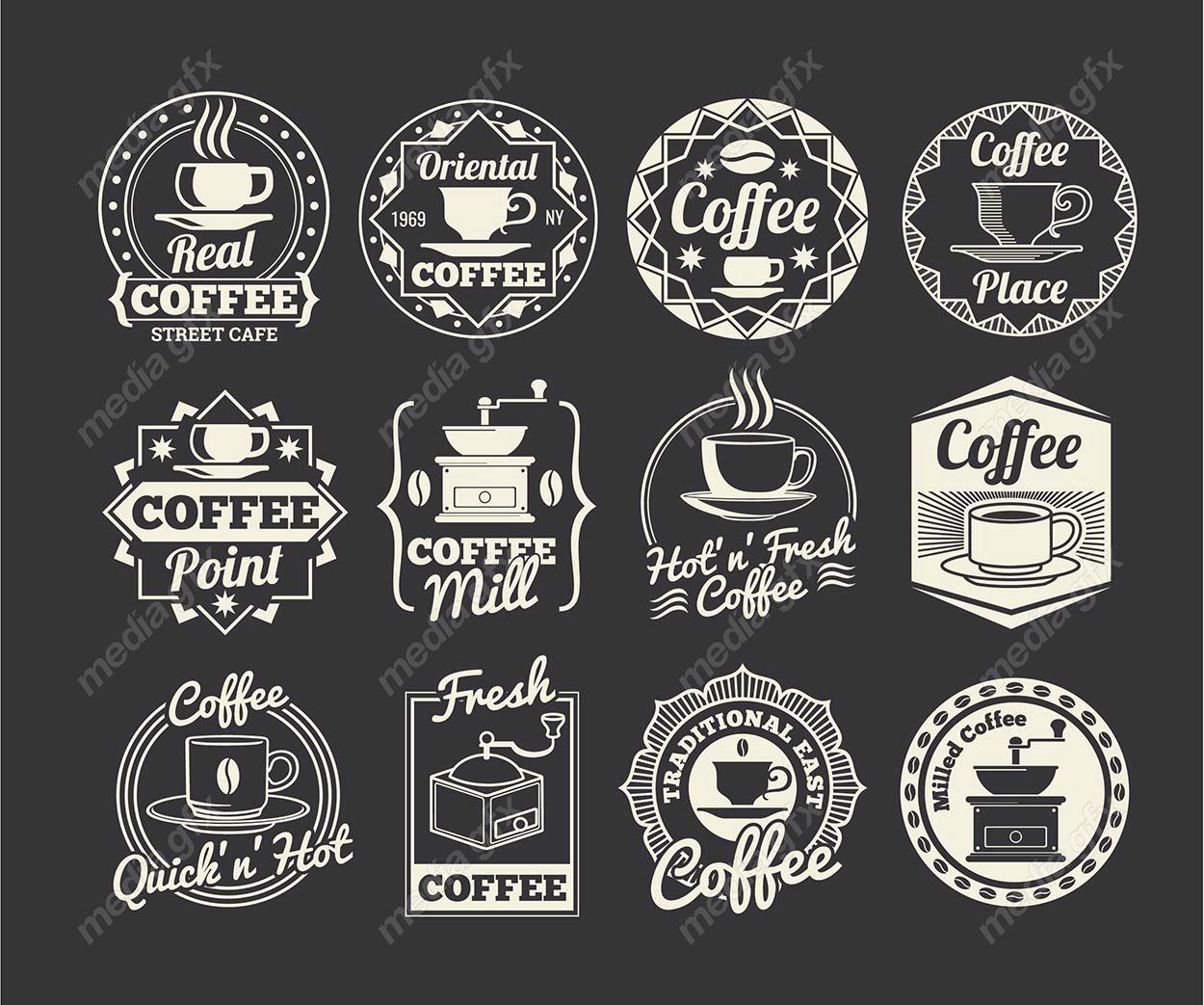 وکتور طرح لوگوی کافی شاپ و فنجان قهوه و چای MV004375