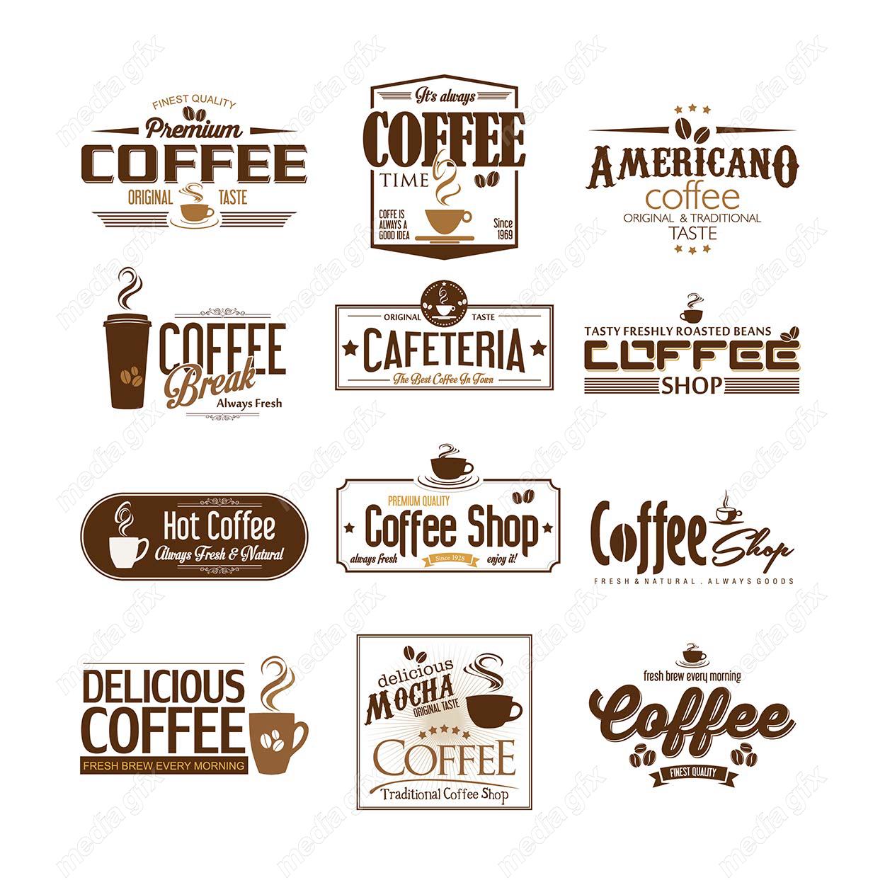 وکتور طرح لوگوی کافی شاپ و فنجان قهوه و چای MV004376