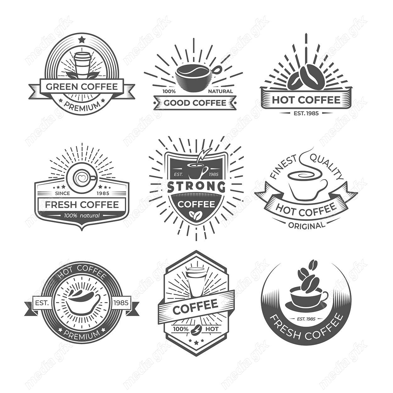 وکتور طرح لوگوی کافی شاپ و فنجان قهوه و چای MV004377