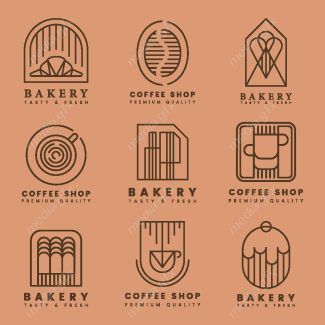 وکتور طرح لوگوی کافی شاپ و فنجان قهوه و چای MV004378