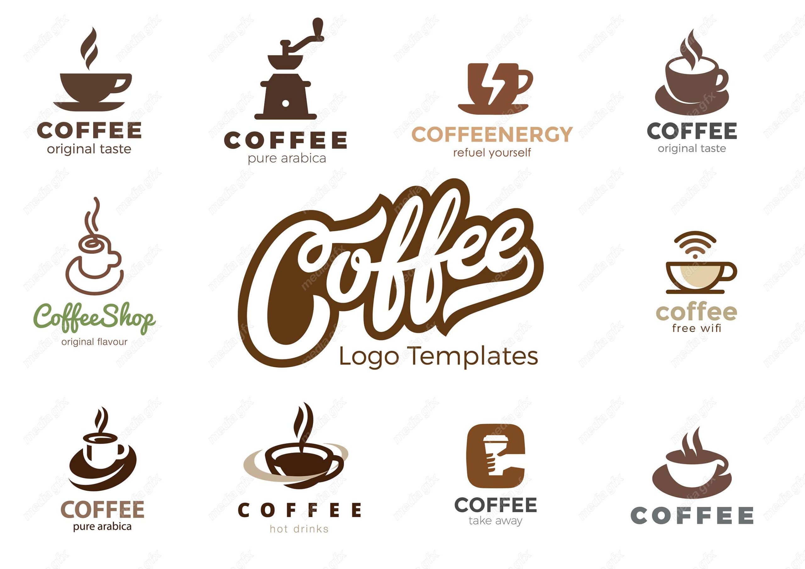 وکتور طرح لوگوی کافی شاپ و فنجان قهوه و چای MV004380