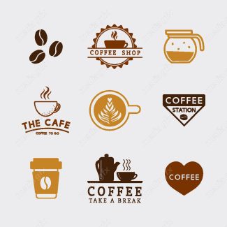وکتور طرح لوگوی کافی شاپ و فنجان قهوه و چای MV004381