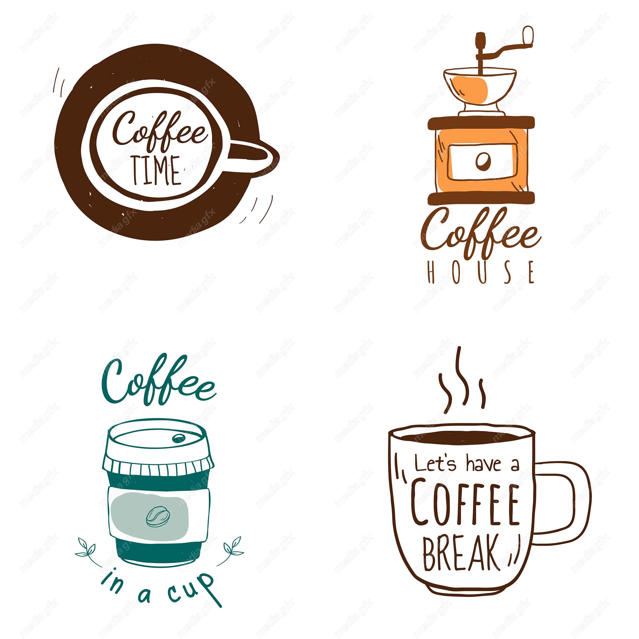 وکتور طرح لوگوی کافی شاپ و فنجان قهوه و چای MV004382