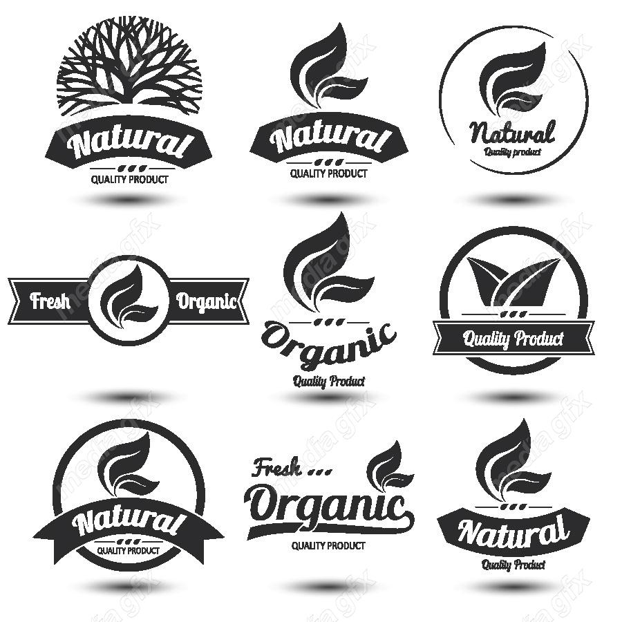 وکتور طرح لوگوی محصولات طبیعی، نچرال و ارگانیک MV004393