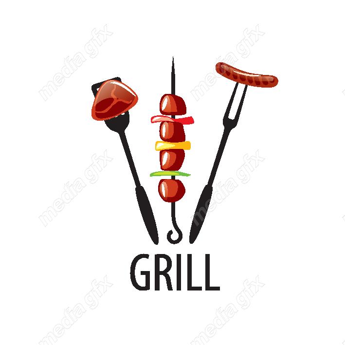 دانلود رایگان وکتور طرح لوگوی باربیکیو، رستوران و فست فود MV004564