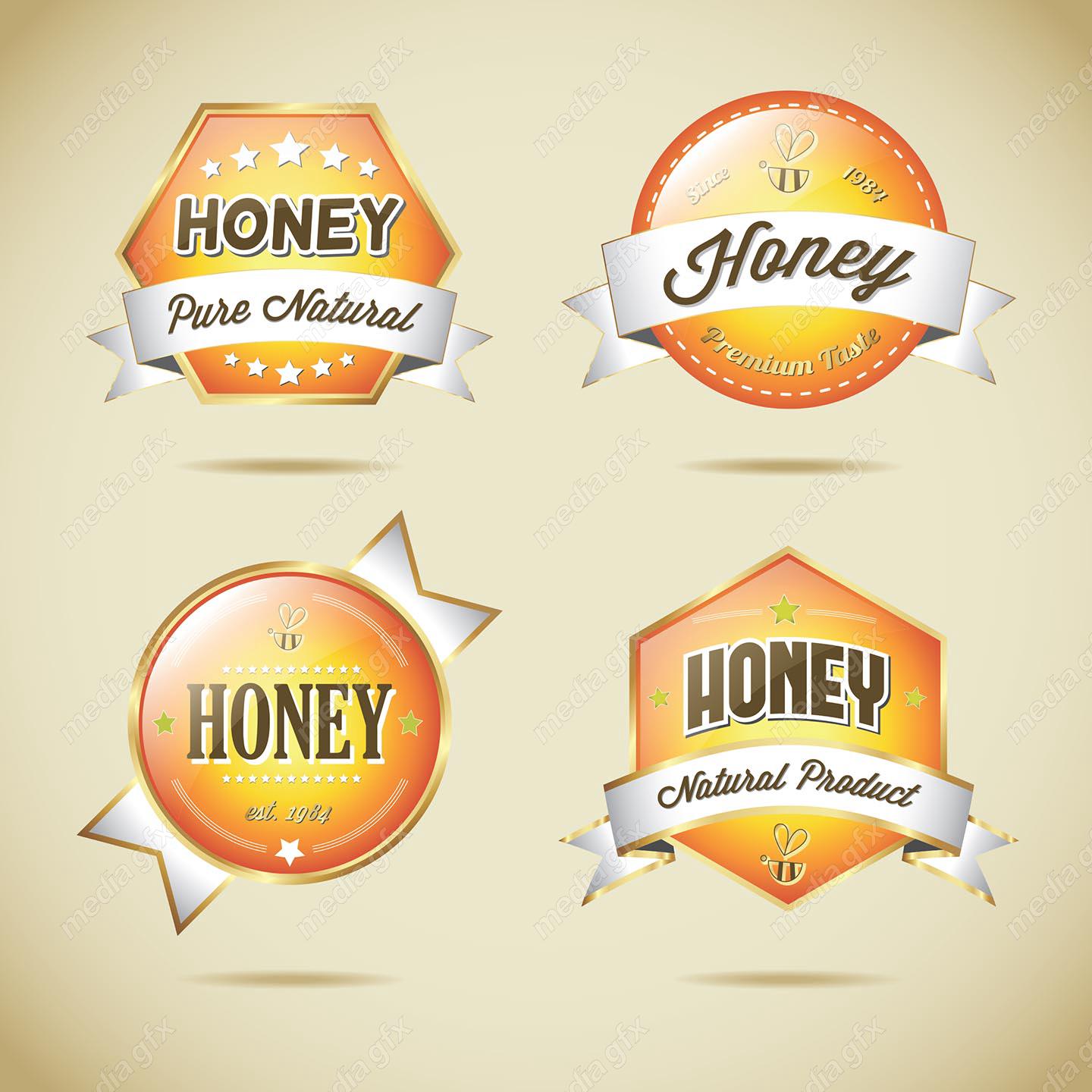 وکتور طرح لیبل و برچسب عسل طبیعی MV004580