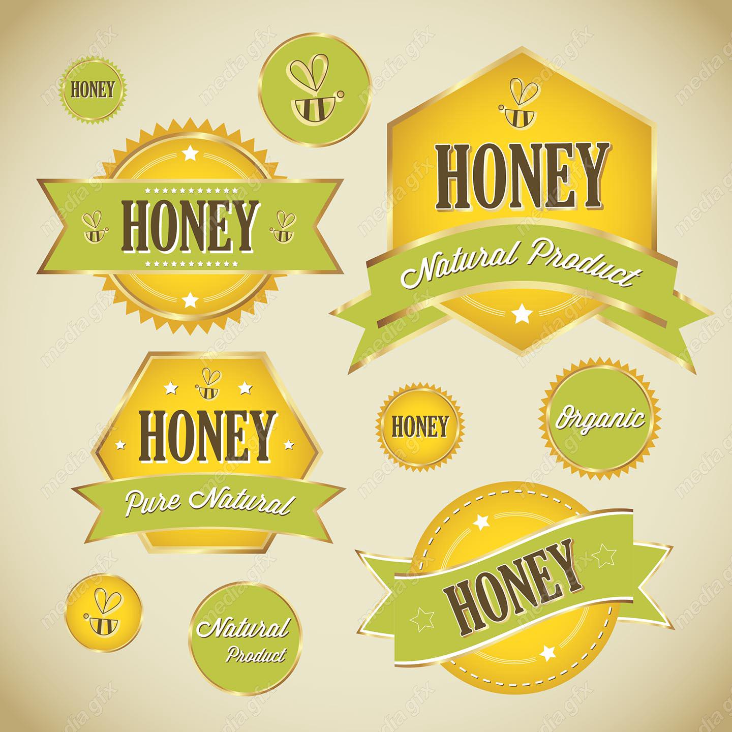 وکتور طرح لیبل و برچسب عسل طبیعی MV004582