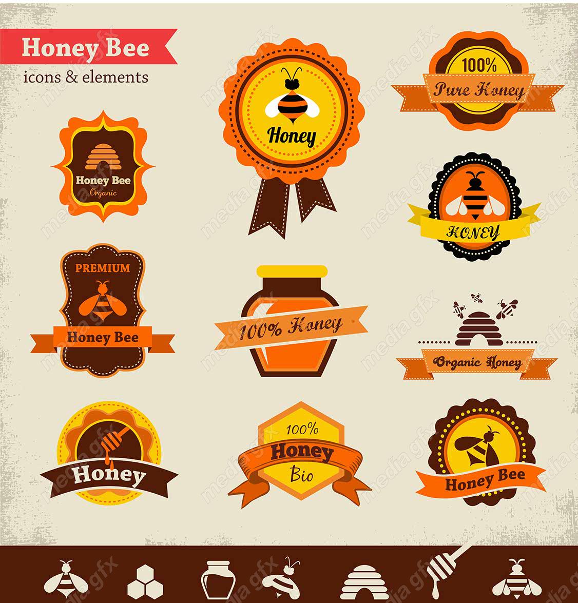 وکتور طرح لیبل و برچسب عسل طبیعی MV004584