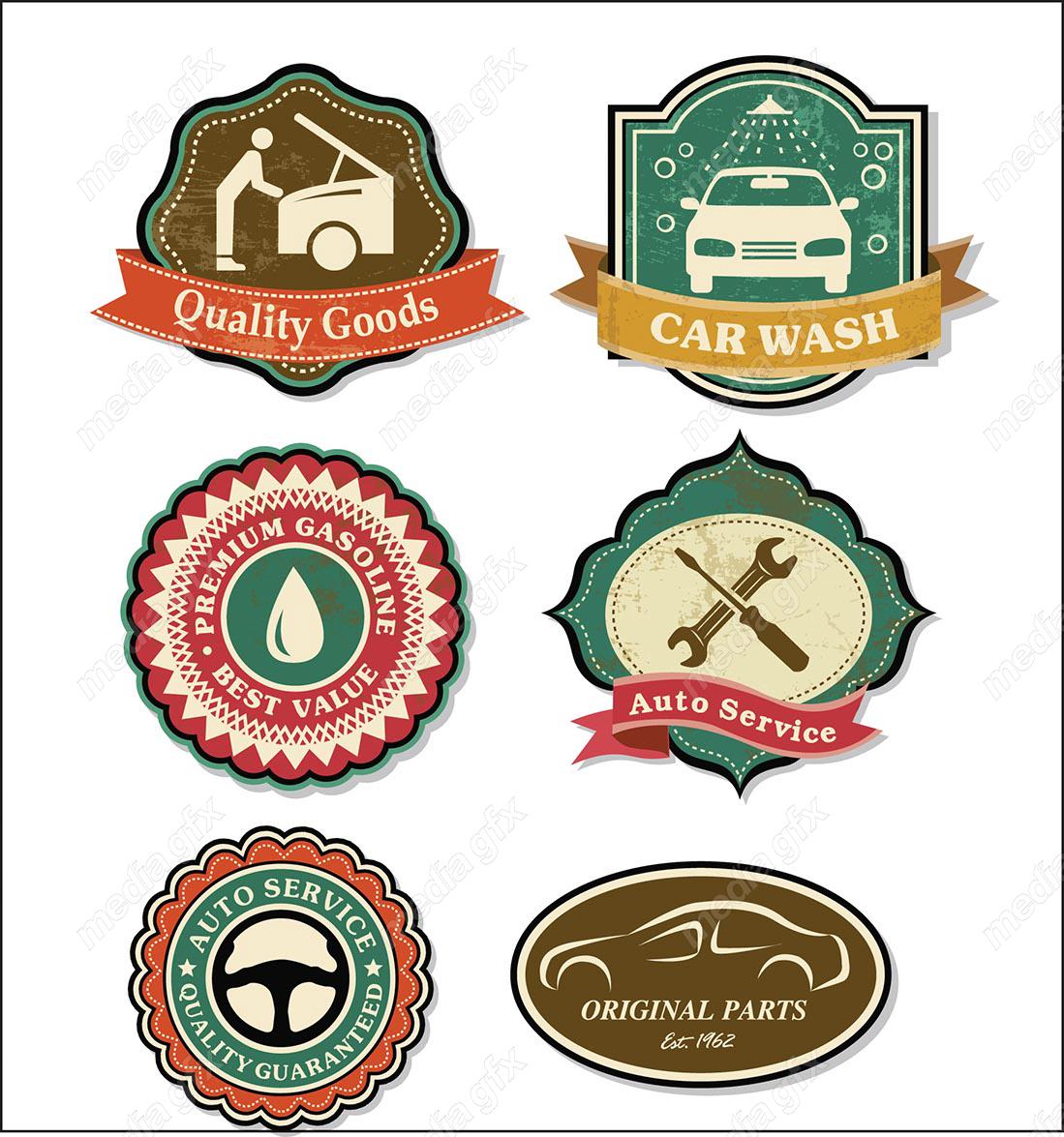 وکتور طرح لوگوی تعمیرات خودرو، لاستیک، آپاراتی و بنزین MV004606