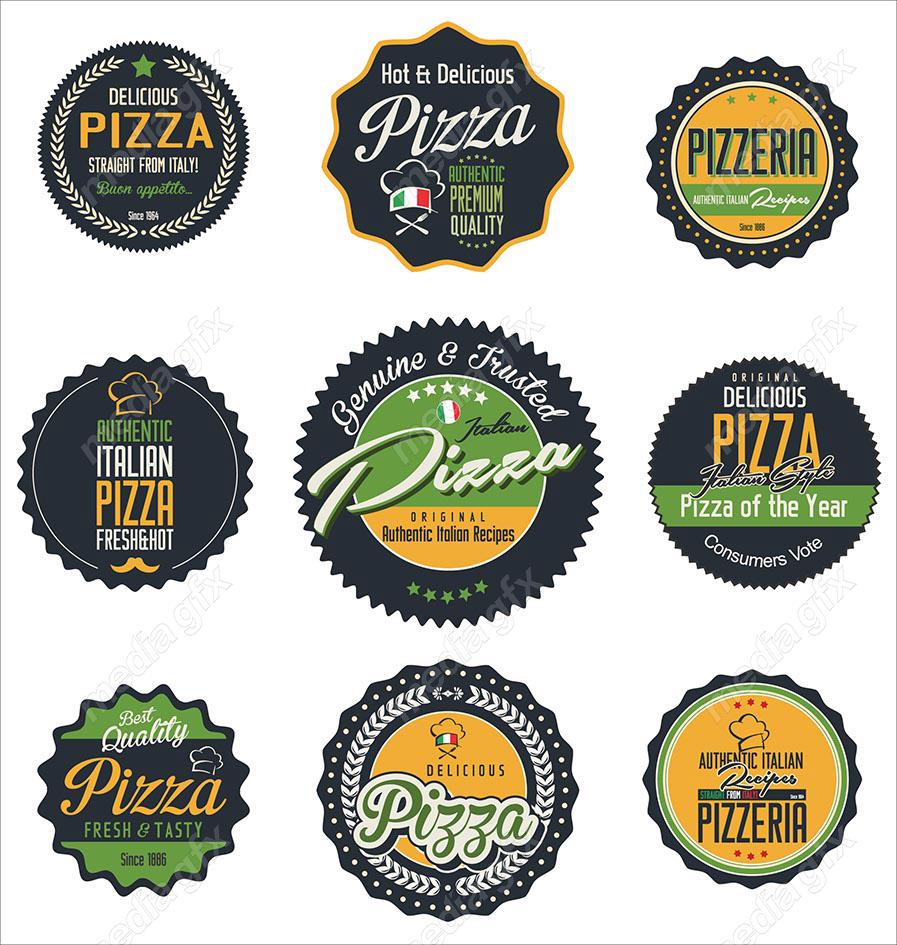 وکتور طرح لوگو و لیبل پیتزا و فست فود MV004612