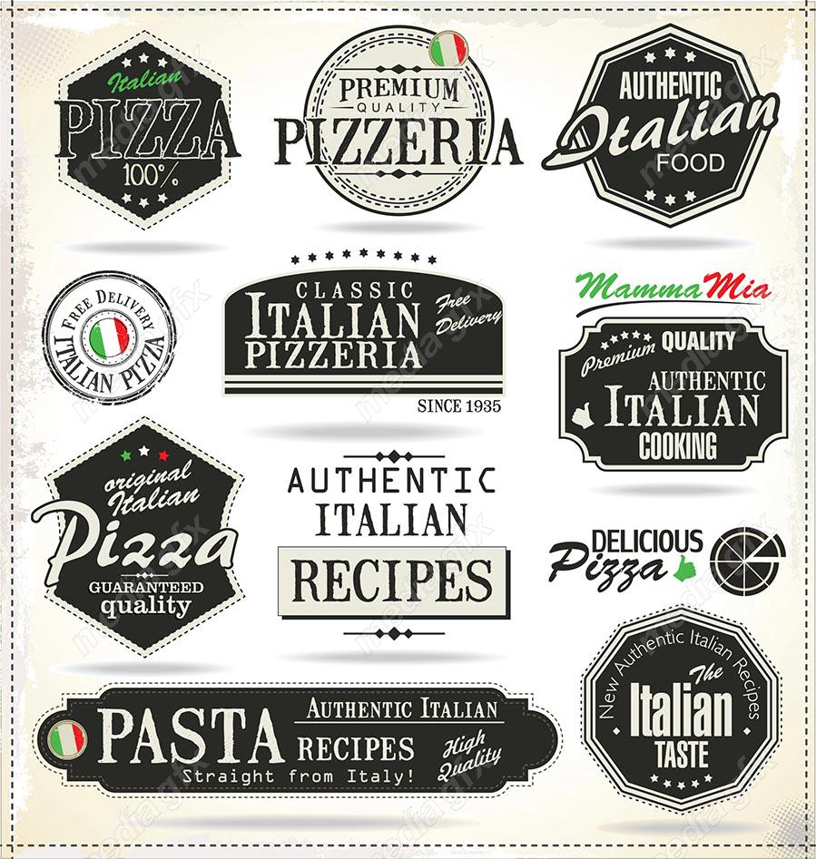 وکتور طرح لوگو و لیبل پیتزا و فست فود MV004613