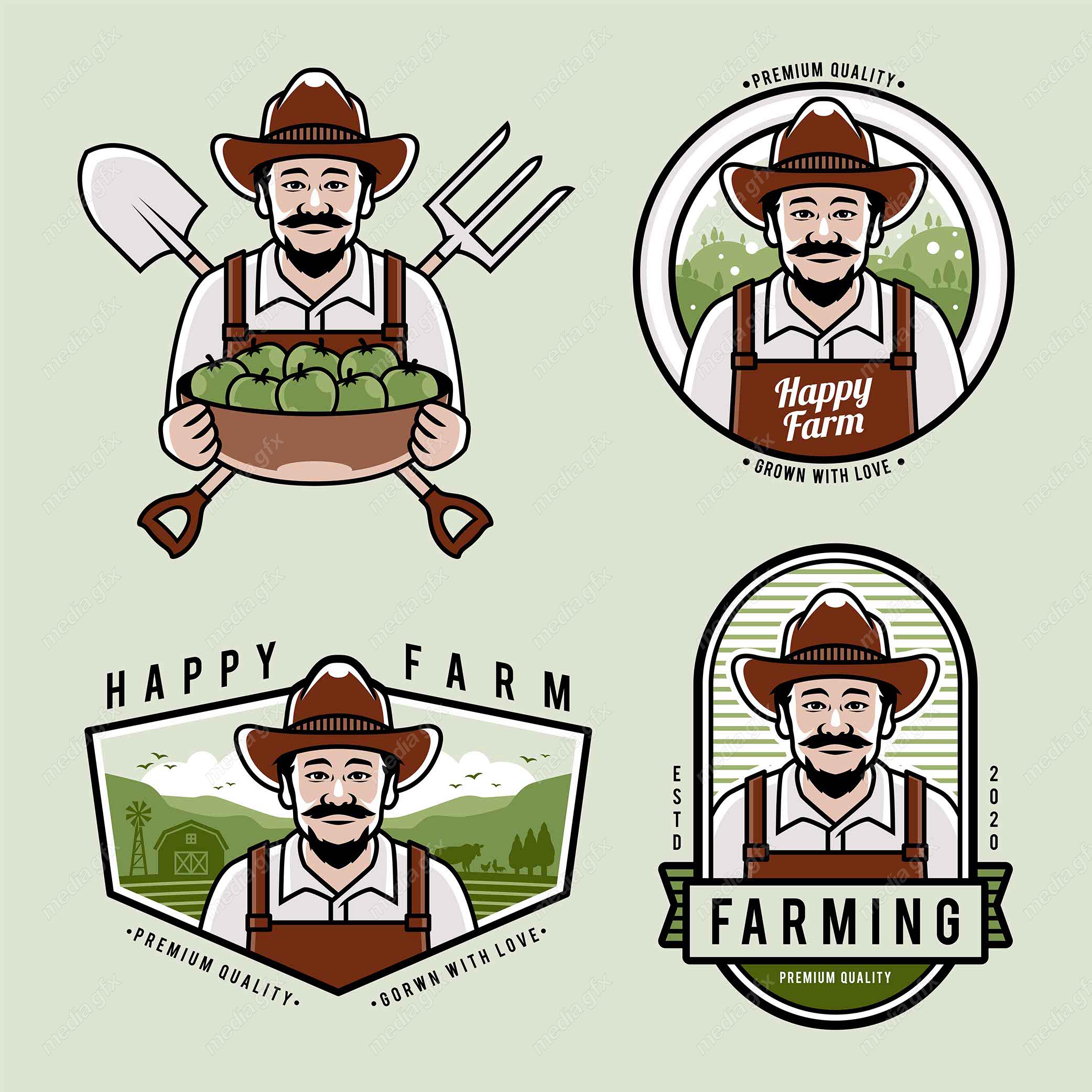 وکتور طرح لوگوی کشاورزی و باغبانی و مزرعه MV004619