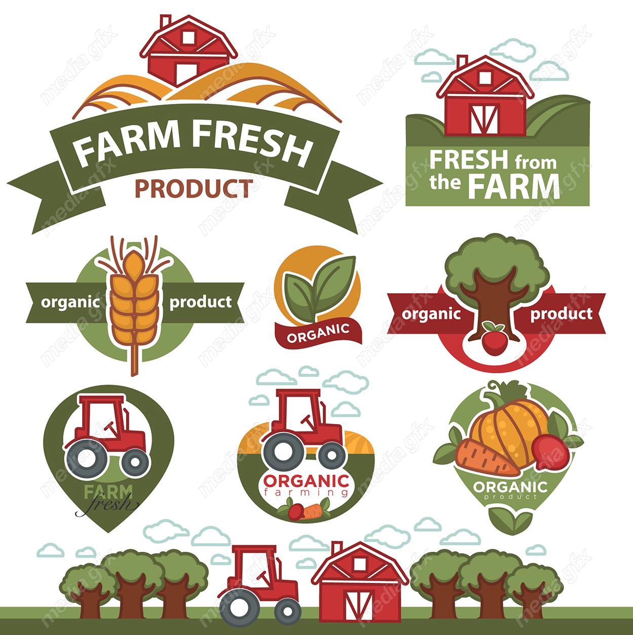 وکتور طرح لوگوی کشاورزی و باغبانی و مزرعه MV004620