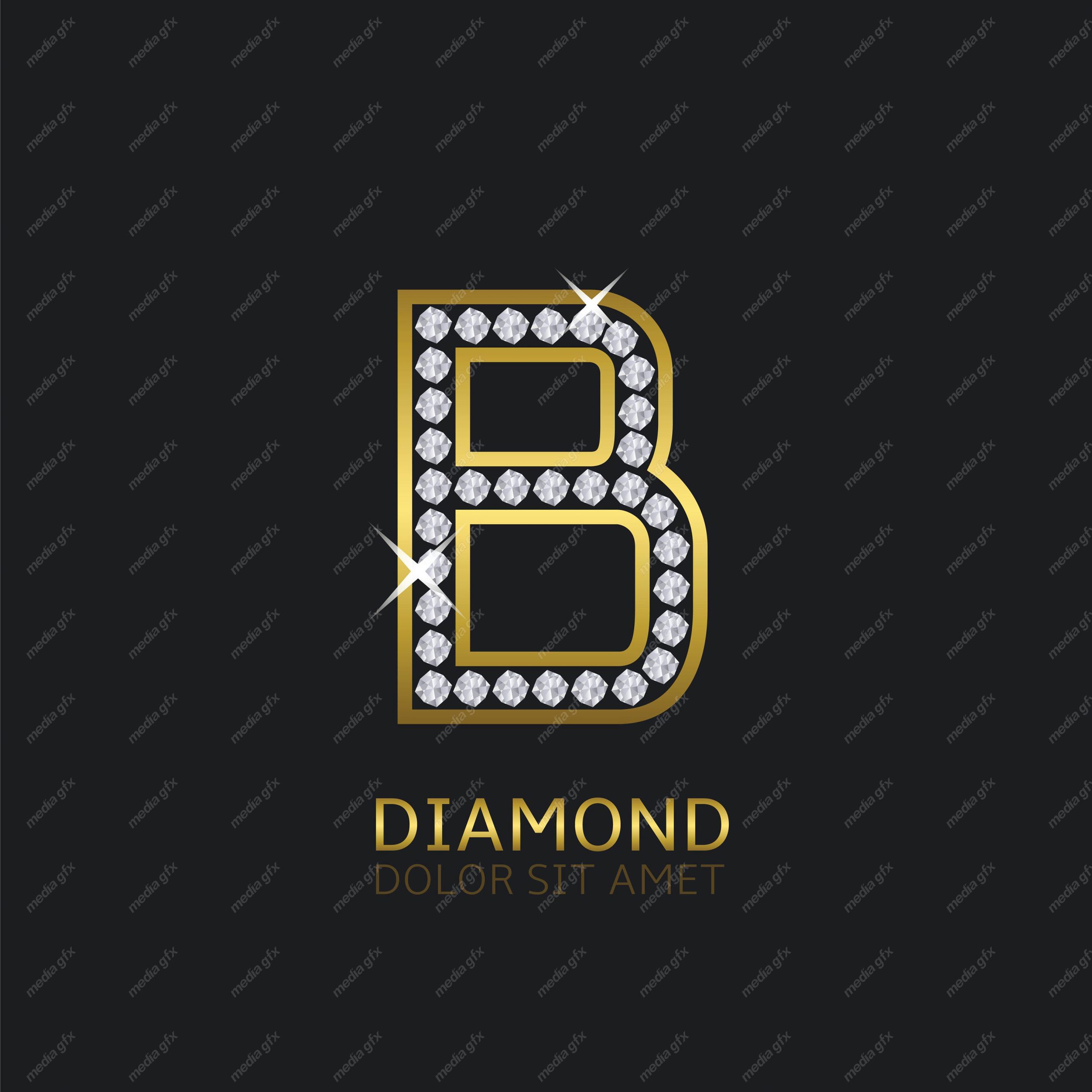وکتور لوگوی حرف انگلیسی  B الماس و جواهر MV004625