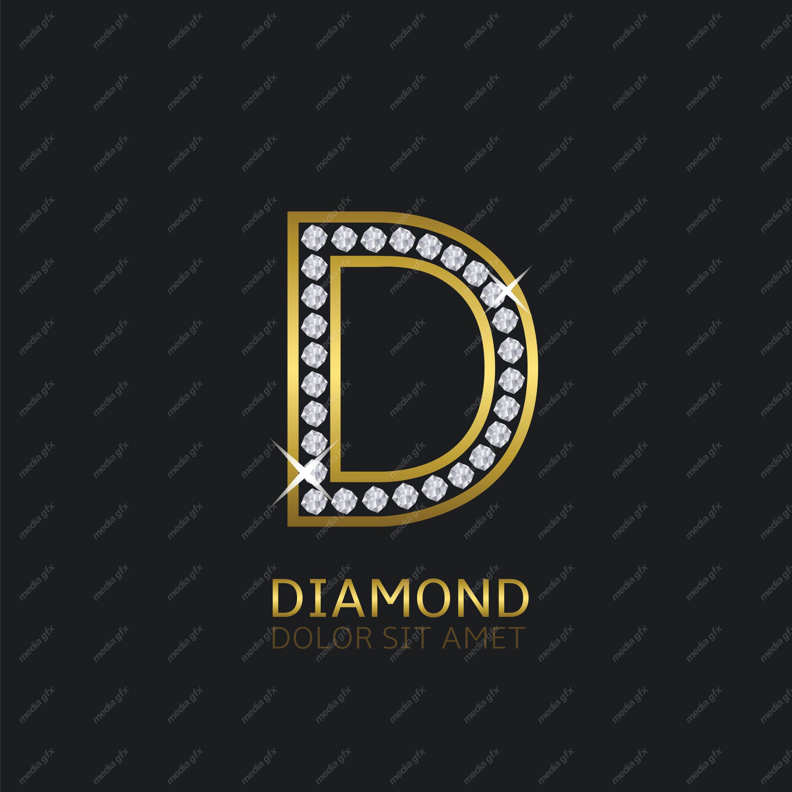 وکتور لوگوی حرف انگلیسی  D الماس و جواهر MV004627