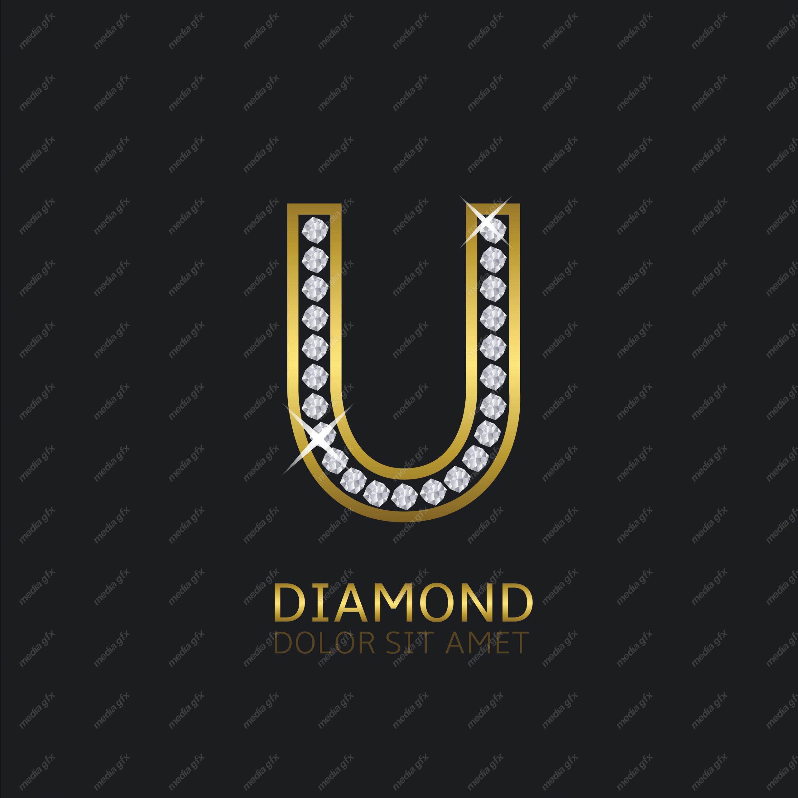 وکتور لوگوی حرف انگلیسی  U الماس و جواهر MV004644