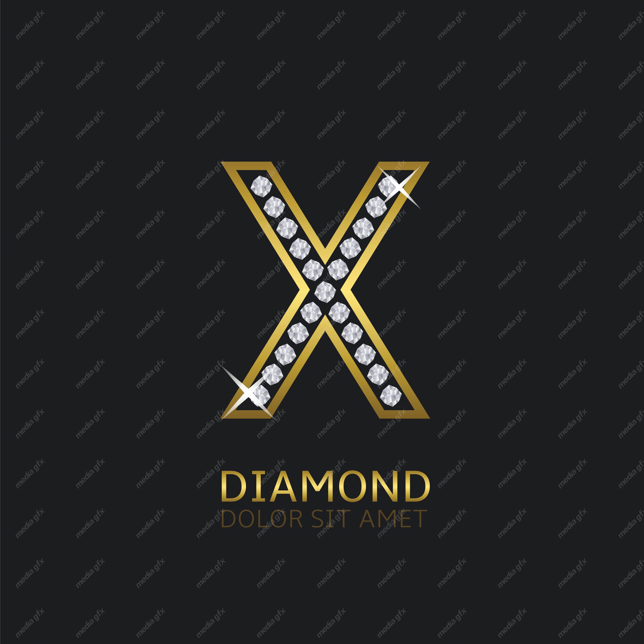 وکتور لوگوی حرف انگلیسی  X الماس و جواهر MV004647