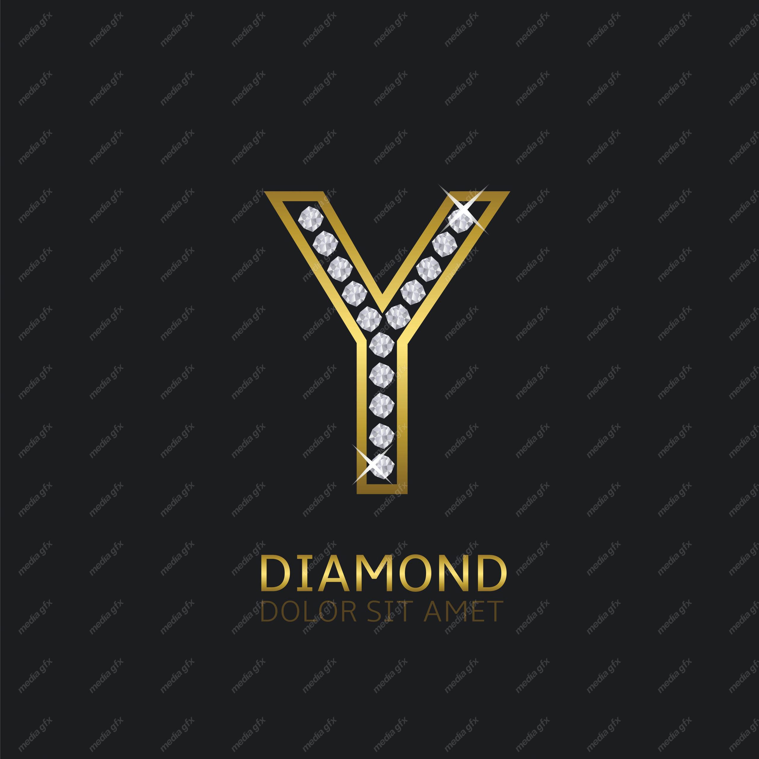 وکتور لوگوی حرف انگلیسی  Y الماس و جواهر MV004648