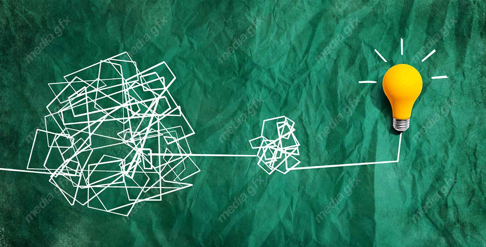 دانلود رایگان عکس با کیفیت بنر و پس زمینه روشن کردن موضوع ایده های پیچیده با لامپ MJ002829