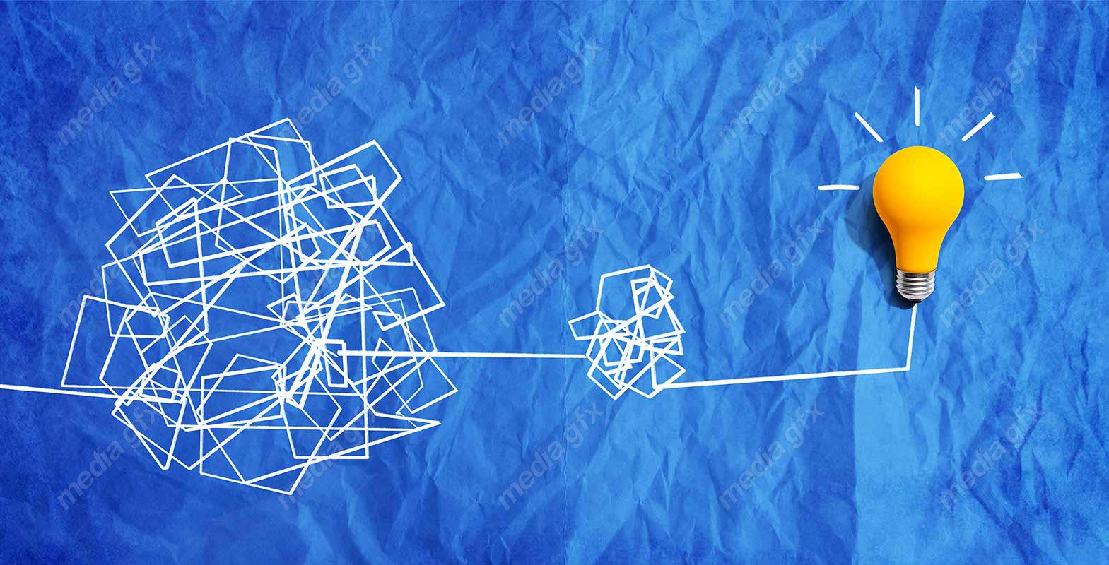 دانلود رایگان عکس با کیفیت بنر و پس زمینه روشن کردن موضوع ایده های پیچیده با لامپ MJ002830