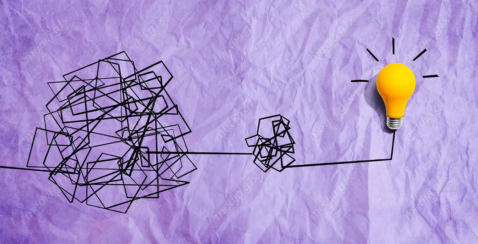 دانلود رایگان عکس با کیفیت بنر و پس زمینه روشن کردن موضوع ایده های پیچیده با لامپ MJ002833