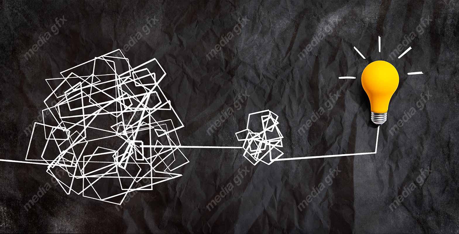 دانلود رایگان عکس با کیفیت بنر و پس زمینه روشن کردن موضوع ایده های پیچیده با لامپ MJ002834