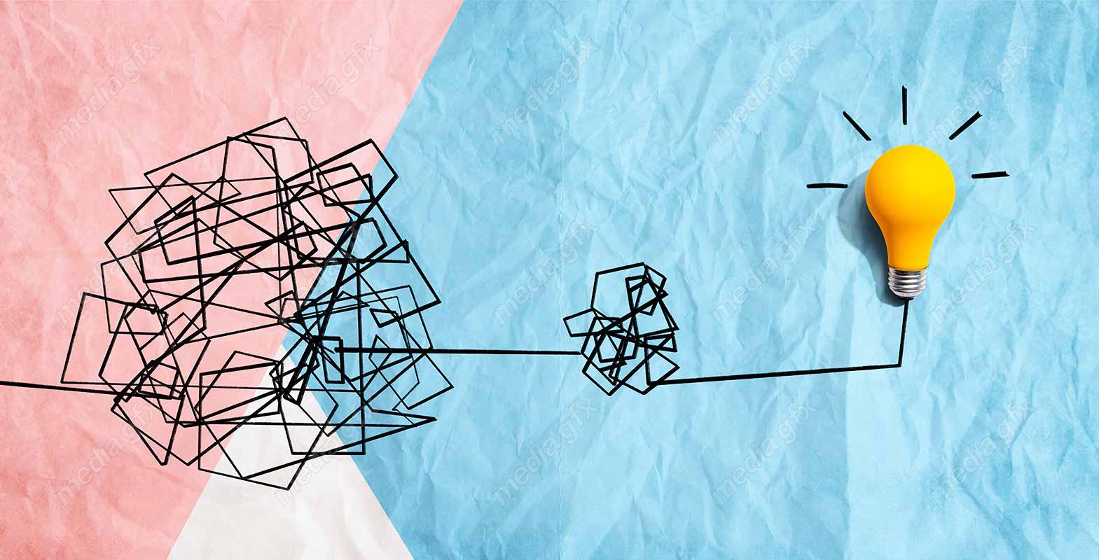 دانلود رایگان عکس با کیفیت بنر و پس زمینه روشن کردن موضوع ایده های پیچیده با لامپ MJ002836