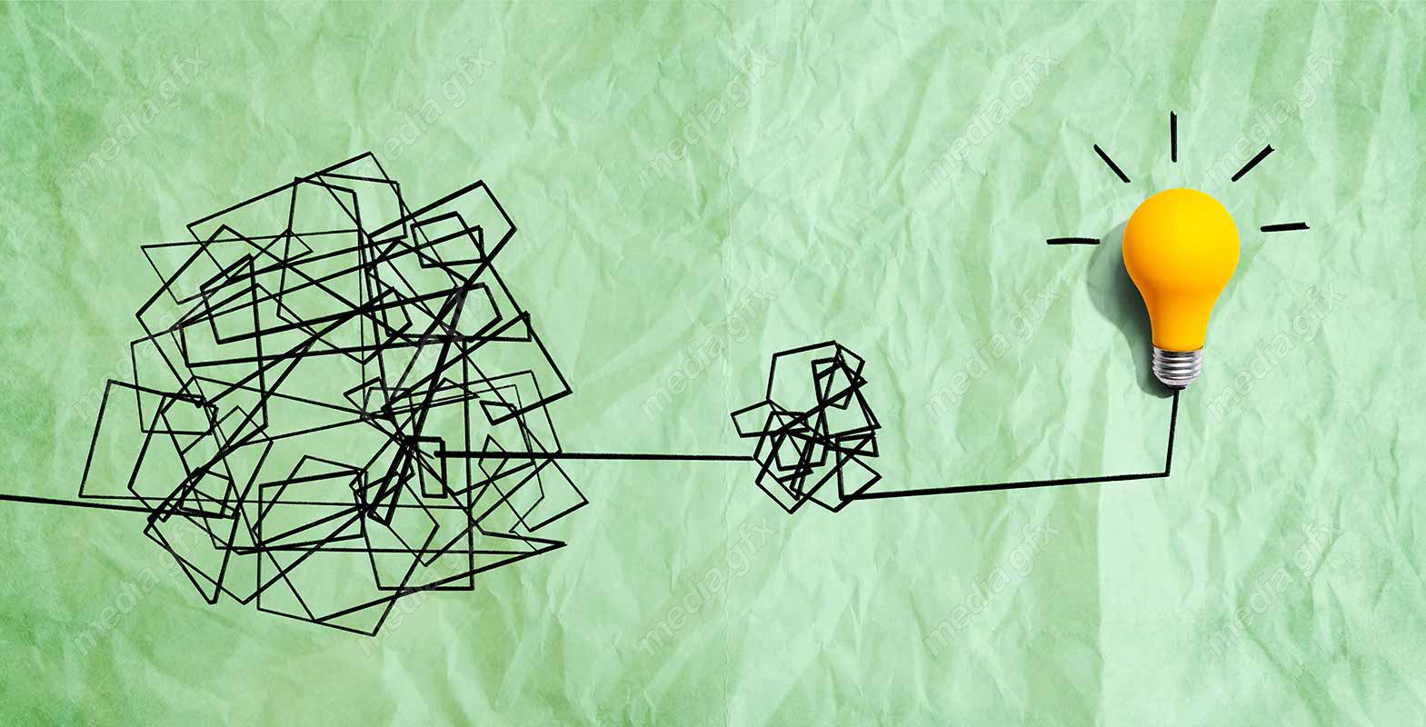 دانلود رایگان عکس با کیفیت بنر و پس زمینه روشن کردن موضوع ایده های پیچیده با لامپ MJ002837