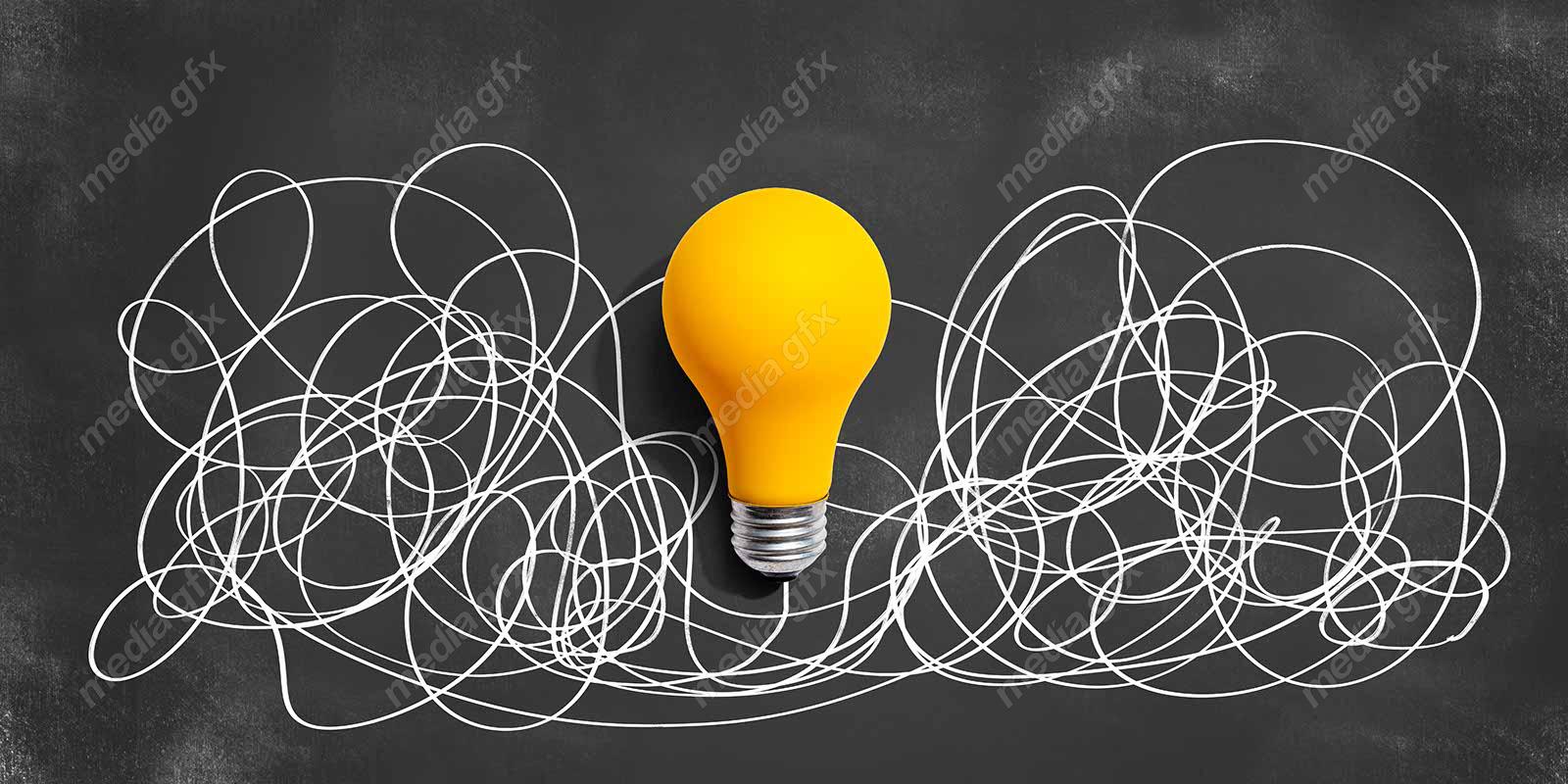 دانلود رایگان عکس با کیفیت بنر و پس زمینه روشن کردن موضوع ایده های پیچیده با لامپ MJ002839