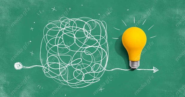 دانلود رایگان عکس با کیفیت بنر و پس زمینه روشن کردن موضوع ایده های پیچیده با لامپ MJ002840