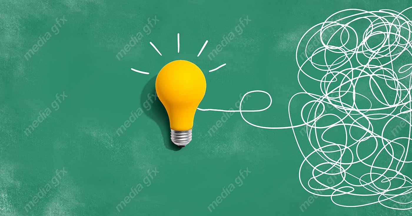دانلود رایگان عکس با کیفیت بنر و پس زمینه روشن کردن موضوع ایده های پیچیده با لامپ MJ002841