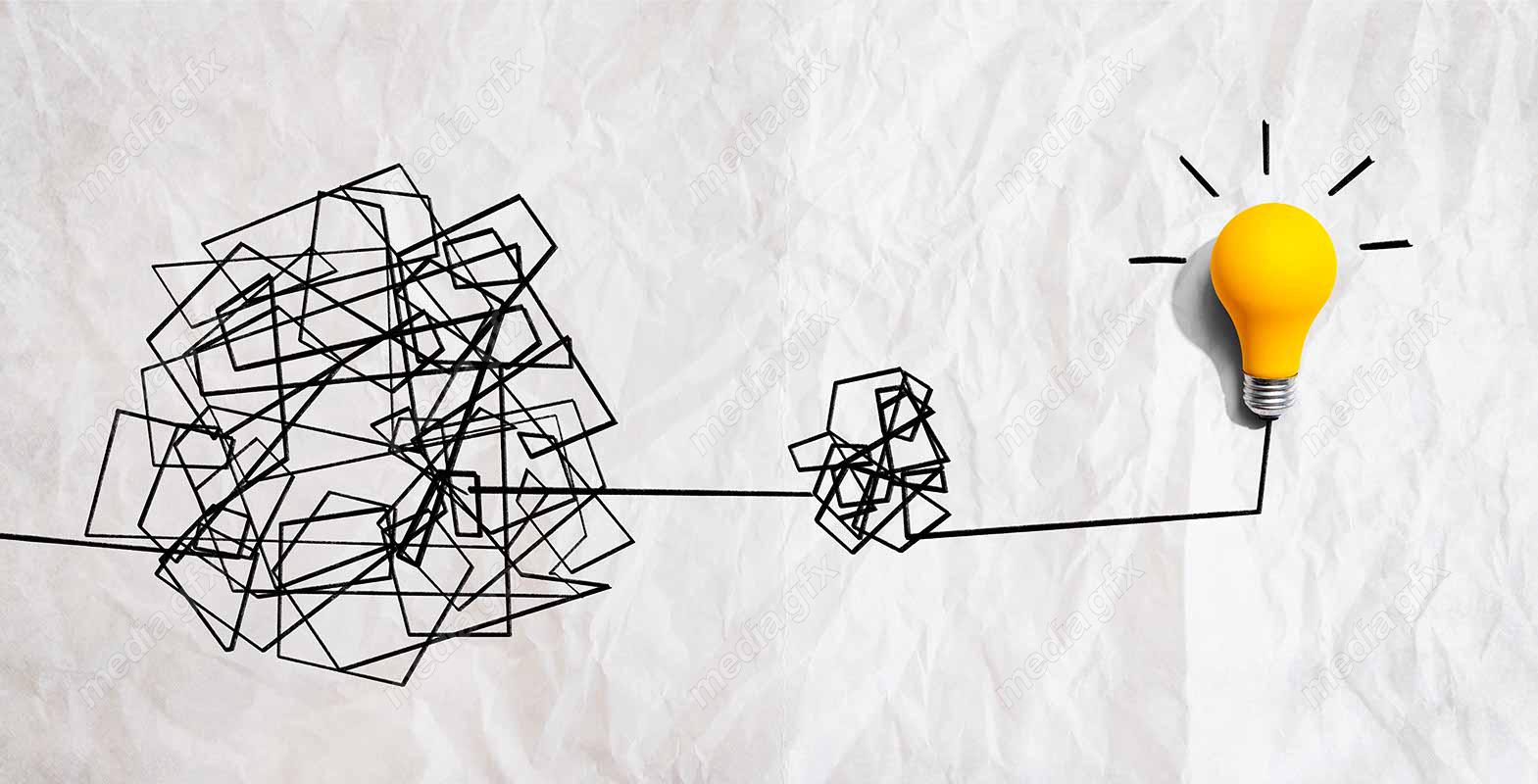دانلود رایگان عکس با کیفیت بنر و پس زمینه روشن کردن موضوع ایده های پیچیده با لامپ MJ002842