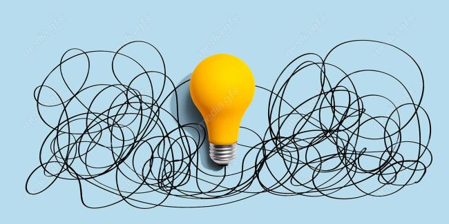 دانلود رایگان عکس با کیفیت بنر و پس زمینه روشن کردن موضوع ایده های پیچیده با لامپ MJ002850