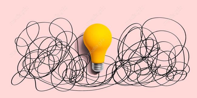دانلود رایگان عکس با کیفیت بنر و پس زمینه روشن کردن موضوع ایده های پیچیده با لامپ MJ002851