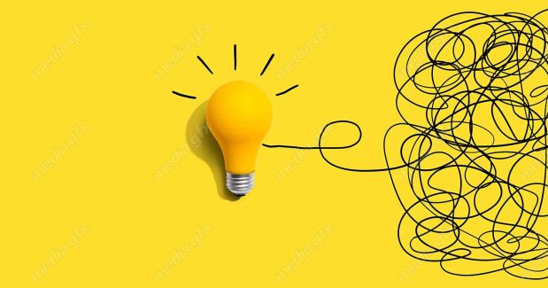 دانلود رایگان عکس با کیفیت بنر و پس زمینه روشن کردن موضوع ایده های پیچیده با لامپ MJ002855