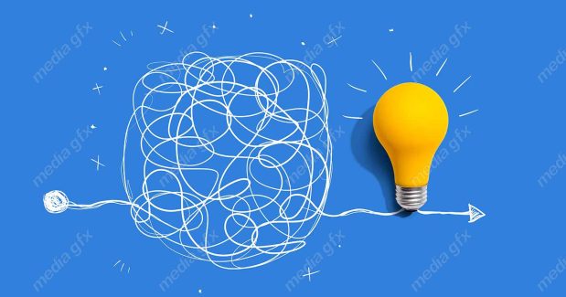 دانلود رایگان عکس با کیفیت بنر و پس زمینه روشن کردن موضوع ایده های پیچیده با لامپ MJ002856